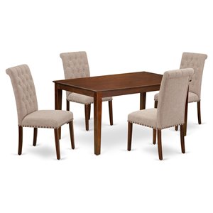 Pemberly Row 5-Piece Wood Dining Set in Mahogany Finish