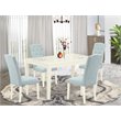Pemberly Row 5-Piece Wood Dining Set in Linen White/Baby Blue Finish