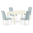 Pemberly Row 5-Piece Wood Dining Set in Linen White/Baby Blue Finish