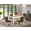 Pemberly Row 5-Piece Asian Hardwood Dining Set in Linen White/Dark Coffee