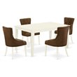 Pemberly Row 5-Piece Asian Hardwood Dining Set in Linen White/Dark Coffee