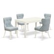 Pemberly Row 5-Piece Rectangle Wood Dining Table Set in Linen White