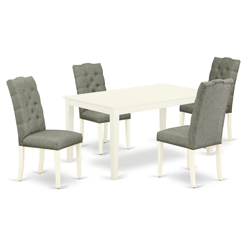 Pemberly Row 5-Piece Rectangle Wood Dining Table Set in Linen White