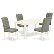 Pemberly Row 5-Piece Rectangle Wood Dining Table Set in Linen White