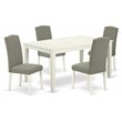 Pemberly Row 5-Piece Dining Set with Wood Table and Linen White Finish