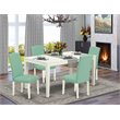 Pemberly Row 5-Piece Dining Set with Wood Table and Linen White Finish