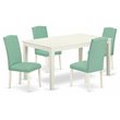 Pemberly Row 5-Piece Dining Set with Wood Table and Linen White Finish