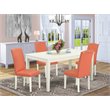 Pemberly Row 5-Piece Dining Set with Wood Table and Linen White Finish