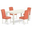 Pemberly Row 5-Piece Dining Set with Wood Table and Linen White Finish