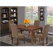 Pemberly Row 5-Piece Dining Set with Mahogany Table and Dark Coffee Chairs