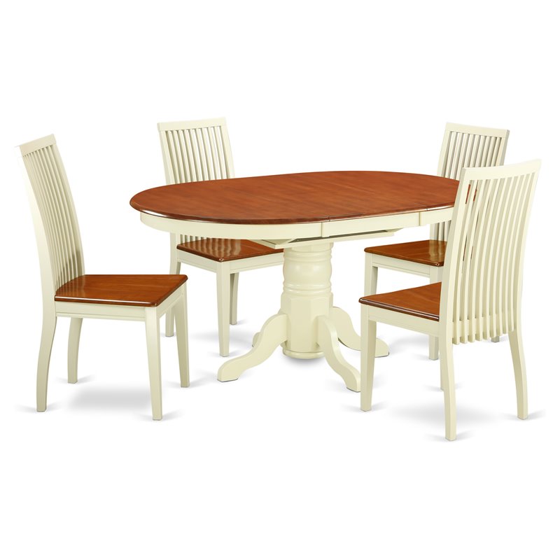 Pemberly Row 5-Piece Wood Dining Set in Buttermilk & Cherry Finish
