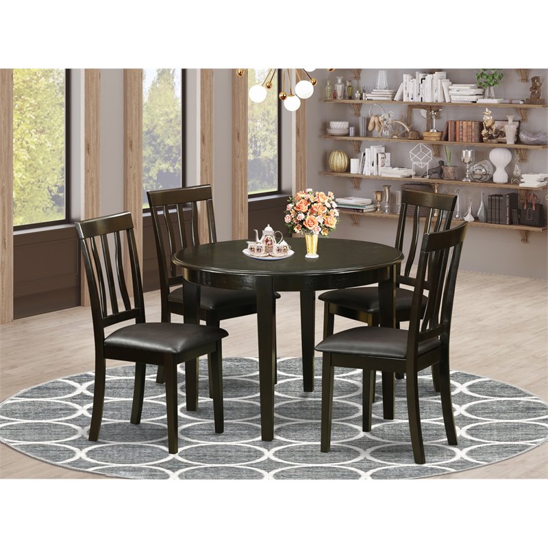 Pemberly Row 5-Piece Wood Dining Table Set in Cappuccino Finish