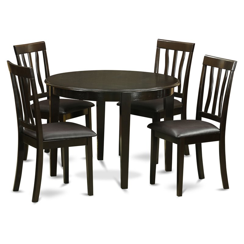 Pemberly Row 5-Piece Wood Dining Table Set in Cappuccino Finish