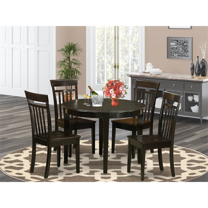 Pemberly Row 5-Piece Wood Kitchen Dining Set in Cappuccino Finish