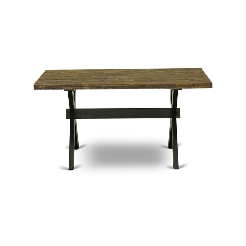 Pemberly Row X-Style 36x60 in Wood Dining Table in Black and Espresso