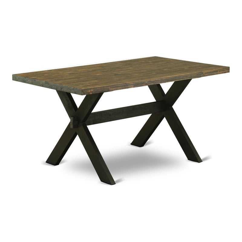 Pemberly Row X-Style 36x60 in Wood Dining Table in Black and Espresso