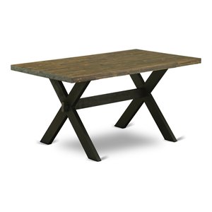 Pemberly Row X-Style 36x60 in Wood Dining Table in Black and Espresso