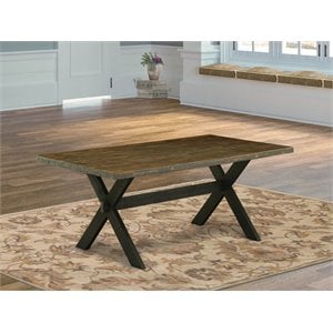 Pemberly Row X-Style 40x72 in Wood Dining Table in Black and Espresso