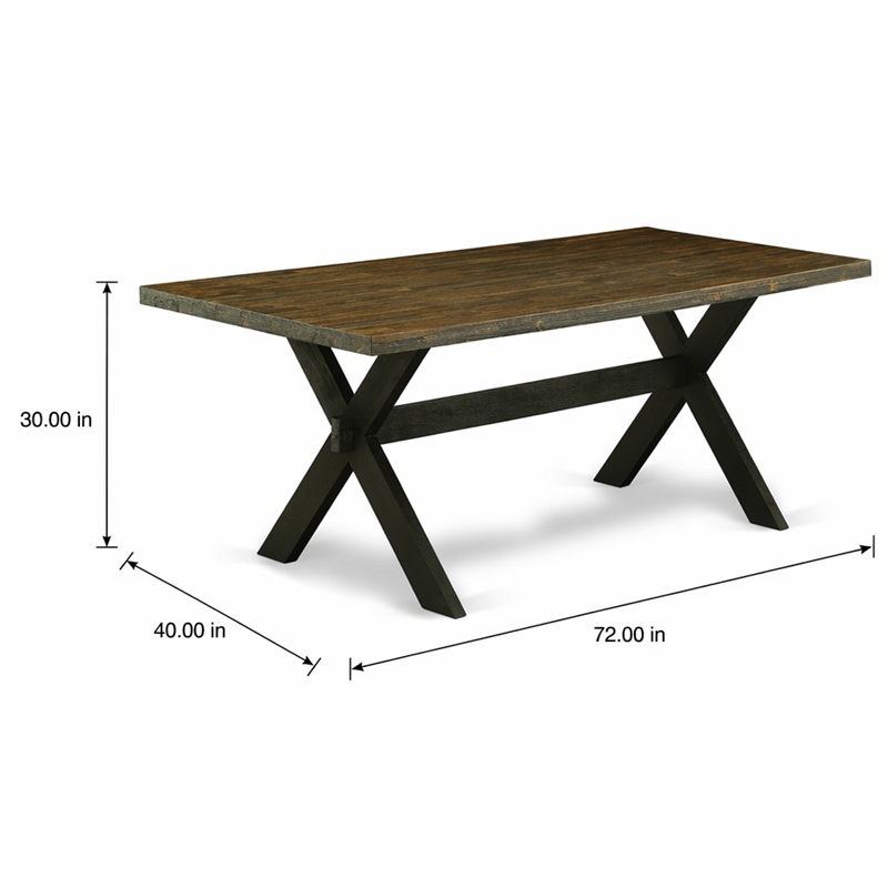 Pemberly Row X-Style 40x72 in Wood Dining Table in Black and Espresso
