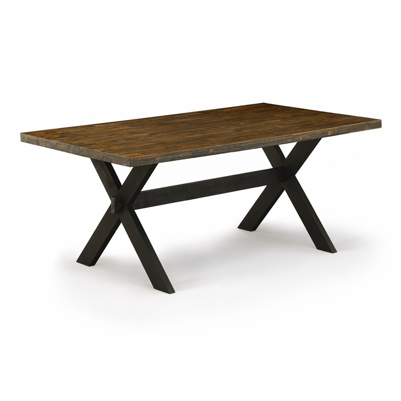 Pemberly Row X-Style 40x72 in Wood Dining Table in Black and Espresso