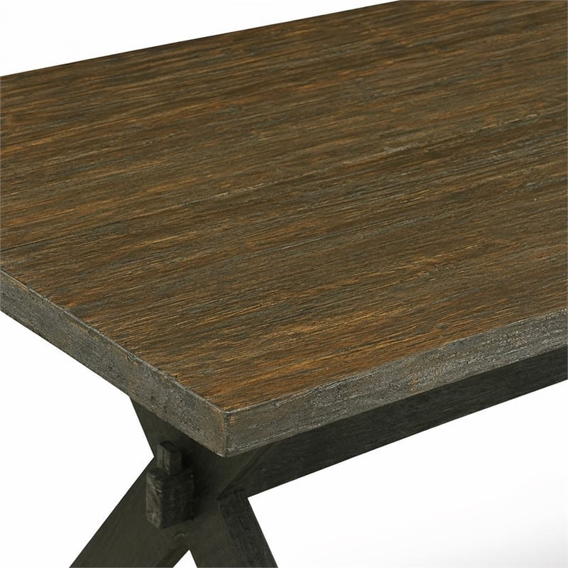 Pemberly Row X-Style 40x72 in Wood Dining Table in Black and Espresso