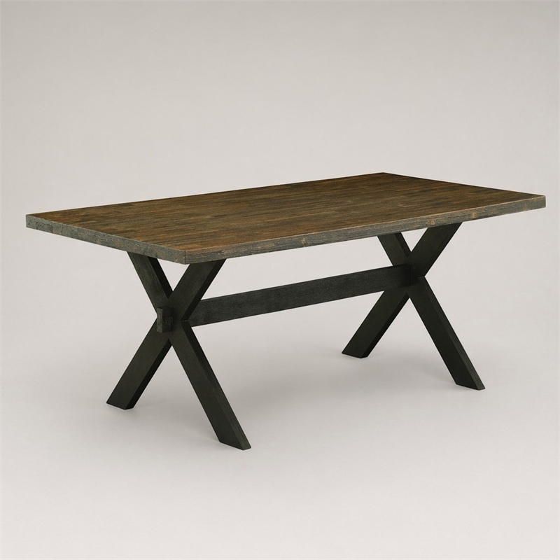Pemberly Row X-Style 40x72 in Wood Dining Table in Black and Espresso