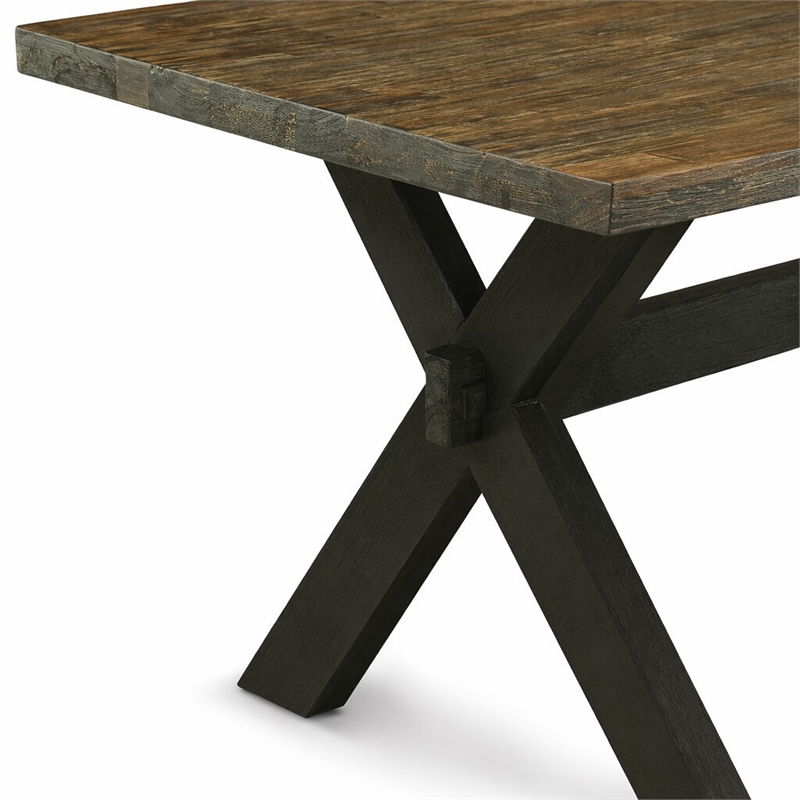 Pemberly Row X-Style 40x72 in Wood Dining Table in Black and Espresso