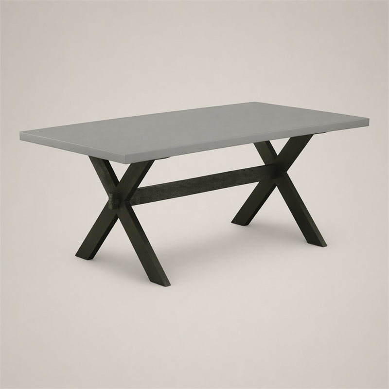 Pemberly Row Rectangular Wood Dining Table in Black and Gray Finish