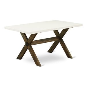 Pemberly Row 36x60 Wood Dining Table in Linen White and Espresso Finish