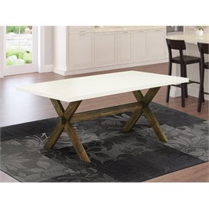 Pemberly Row Rectangular Wood Dining Table in Linen White/Espresso Finish