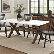 Pemberly Row Rectangular Wood Dining Table in Linen White/Espresso Finish