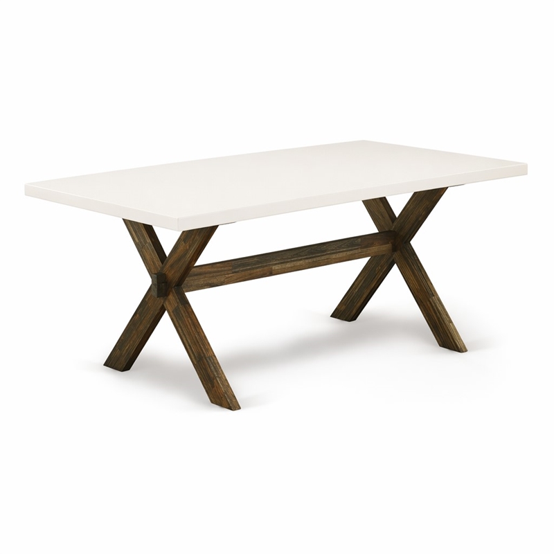 Pemberly Row Rectangular Wood Dining Table in Linen White/Espresso Finish