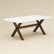 Pemberly Row Rectangular Wood Dining Table in Linen White/Espresso Finish