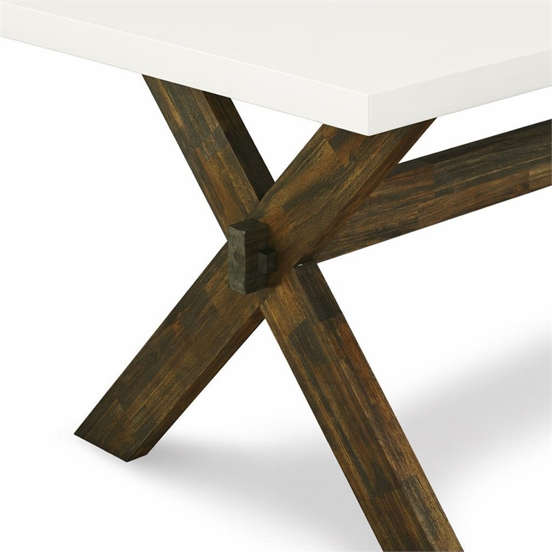 Pemberly Row Rectangular Wood Dining Table in Linen White/Espresso Finish
