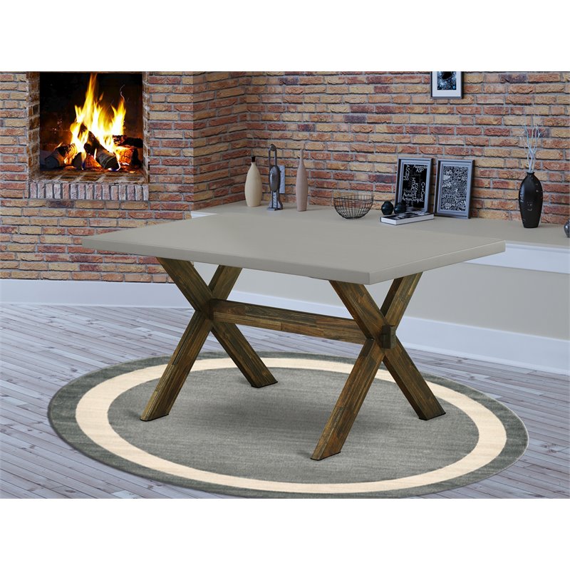 Pemberly Row Rectangular Wood Dining Table in Cement Gray & Jacobean