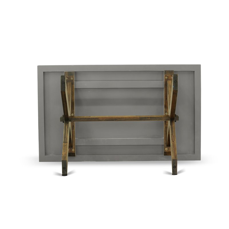 Pemberly Row Rectangular Wood Dining Table in Cement Gray & Jacobean