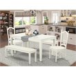 Pemberly Row 5-Piece Wood Dining Set with Benches in Linen White Finish