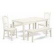 Pemberly Row 5-Piece Wood Dining Set with Benches in Linen White Finish