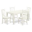 Pemberly Row 5-Piece Wood Dining Table Set with 4 Chairs in Linen White