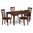 Pemberly Row 5-Piece Traditional Wood Dining Set with Solid Seats in Mahogany