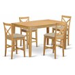 Pemberly Row 5-Piece Wood Pub Table and Dining Chairs Set in Oak