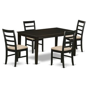 Pemberly Row 5-Piece Dining Set with Wood Chairs in Cappuccino Finish