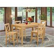 Pemberly Row 5-Piece Oak Counter Height Table Set with Slatted Chairs