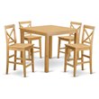 Pemberly Row 5-Piece Wood Counter Height Dining Set in Oak