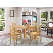 Pemberly Row 5-Piece Wood Dining Table and Stool Set in Oak