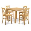 Pemberly Row 5-Piece Wood Dining Table and Stool Set in Oak