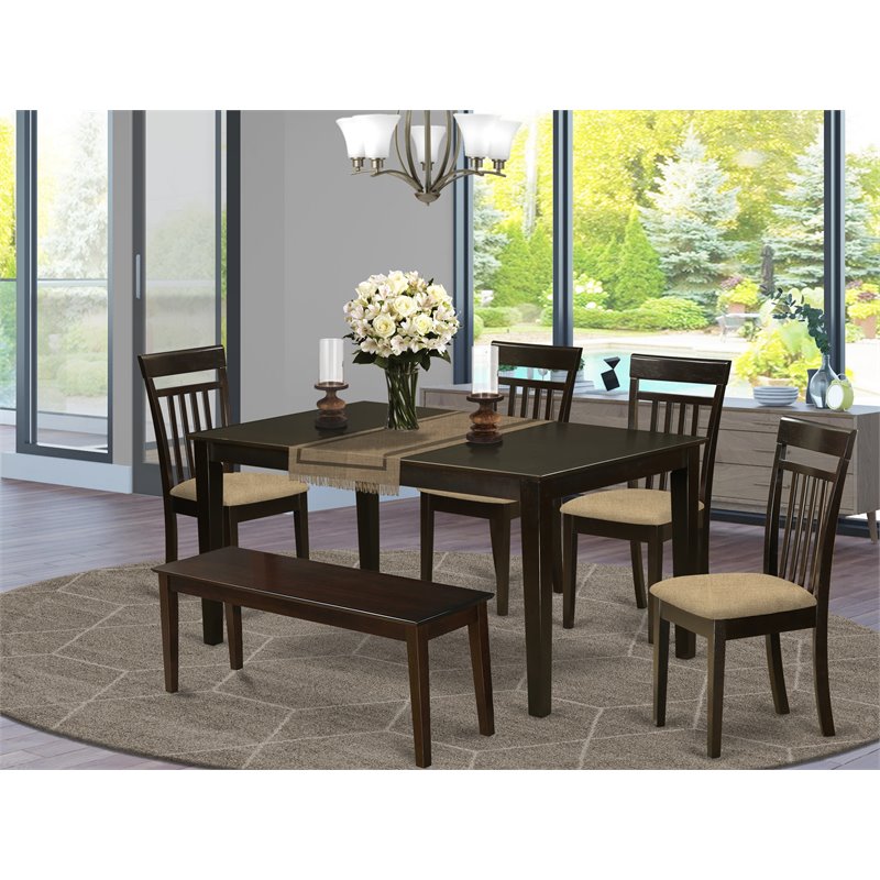 Pemberly Row 6-Piece Wooden Kitchen Table Set in Cappuccino