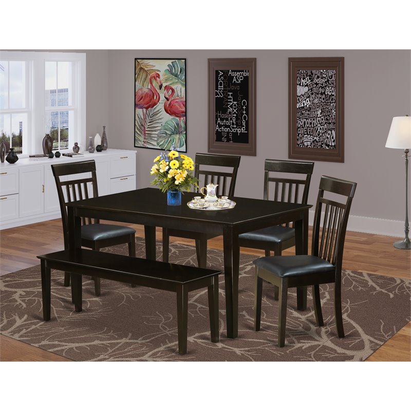 Pemberly Row 6-Piece Wood Dining Table Set in Cappuccino