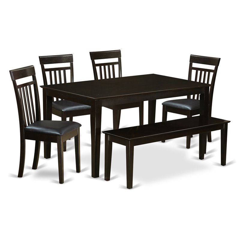 Pemberly Row 6-Piece Wood Dining Table Set in Cappuccino