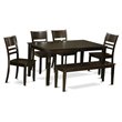 Pemberly Row 6-Piece Wood Dining Set with Bench in Cappuccino Finish